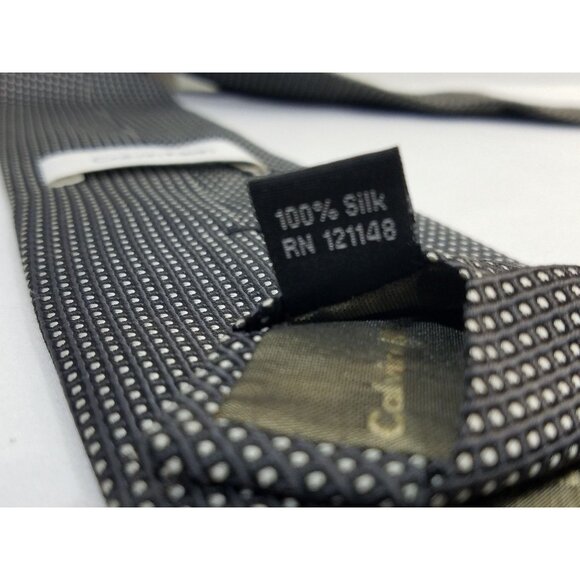 Calvin Klein Mens Silk Necktie Black Micro Dot Pattern 3.5" Width 59" Length - Picture 4 of 8